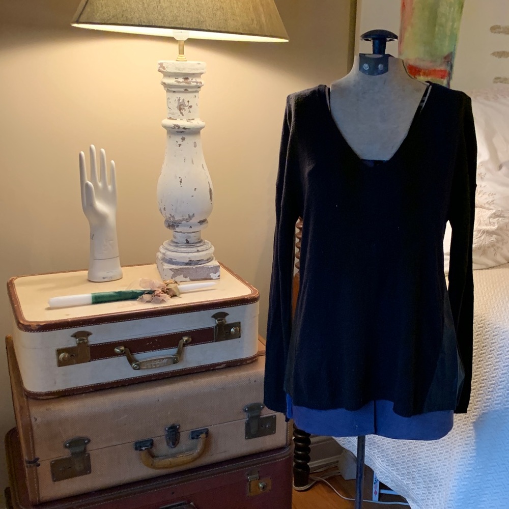 Sweater with Leather Detail